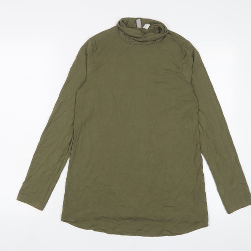ASOS Womens Green Viscose Basic T-Shirt Size 10 Roll Neck