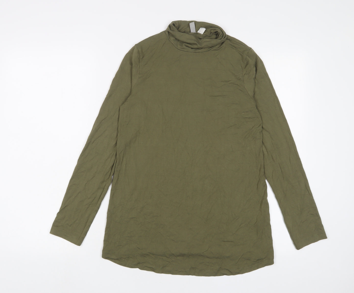 ASOS Womens Green Viscose Basic T-Shirt Size 10 Roll Neck