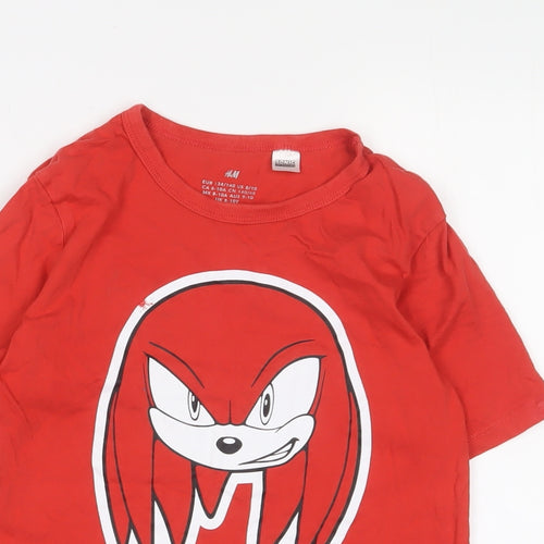 Sonic the Hedgehog Boys Red Cotton Basic T-Shirt Size 8-9 Years Crew Neck Pullover - 8-10 Years