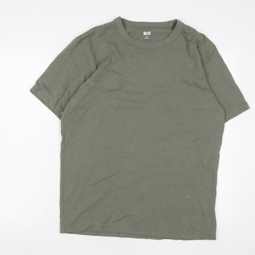 Uniqlo Mens Green Cotton T-Shirt Size M Crew Neck