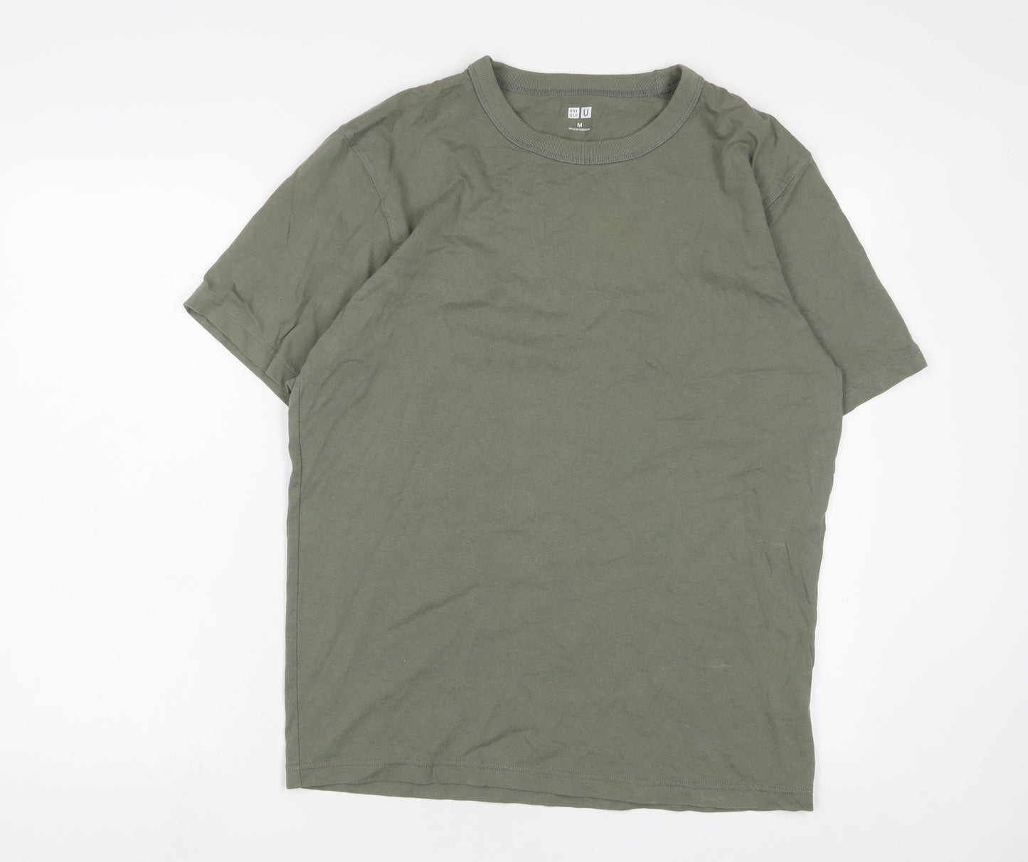 Uniqlo Mens Green Cotton T-Shirt Size M Crew Neck