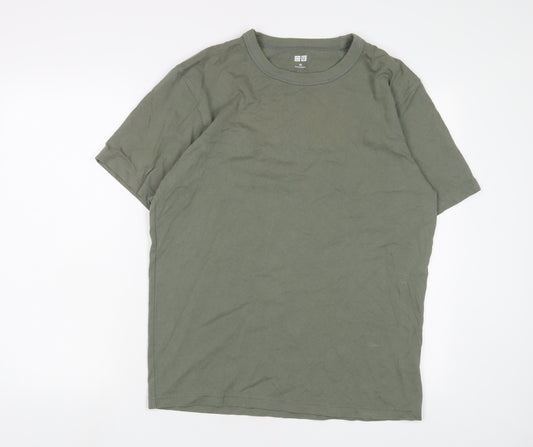 Uniqlo Mens Green Cotton T-Shirt Size M Crew Neck