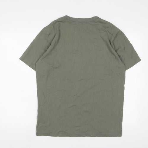 Uniqlo Mens Green Cotton T-Shirt Size M Crew Neck