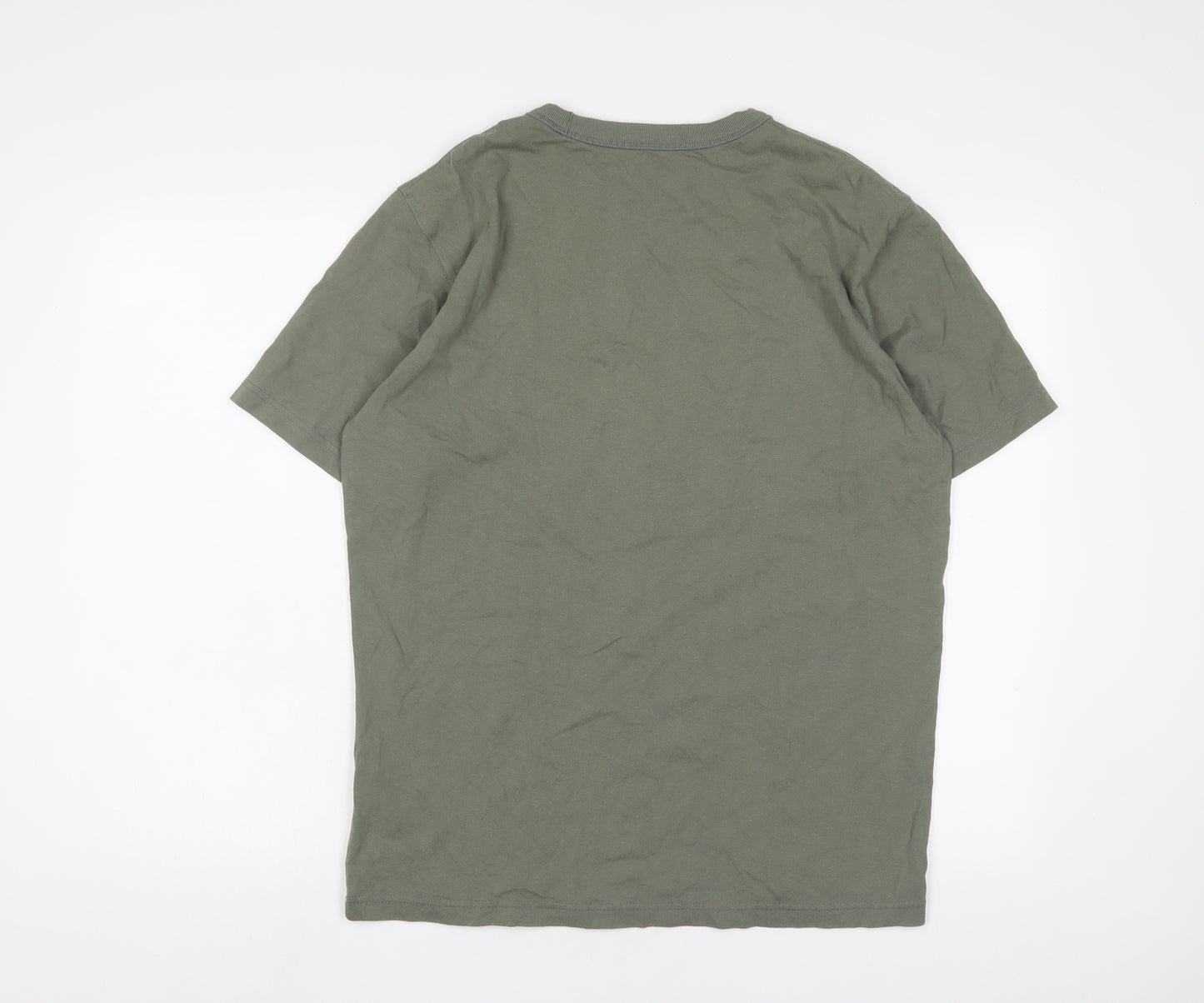 Uniqlo Mens Green Cotton T-Shirt Size M Crew Neck