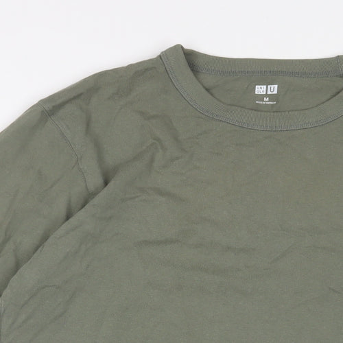 Uniqlo Mens Green Cotton T-Shirt Size M Crew Neck