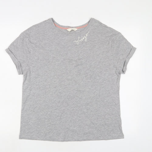 Marks and Spencer Womens Grey Solid Cotton Top Pyjama Top Size M - Snooze