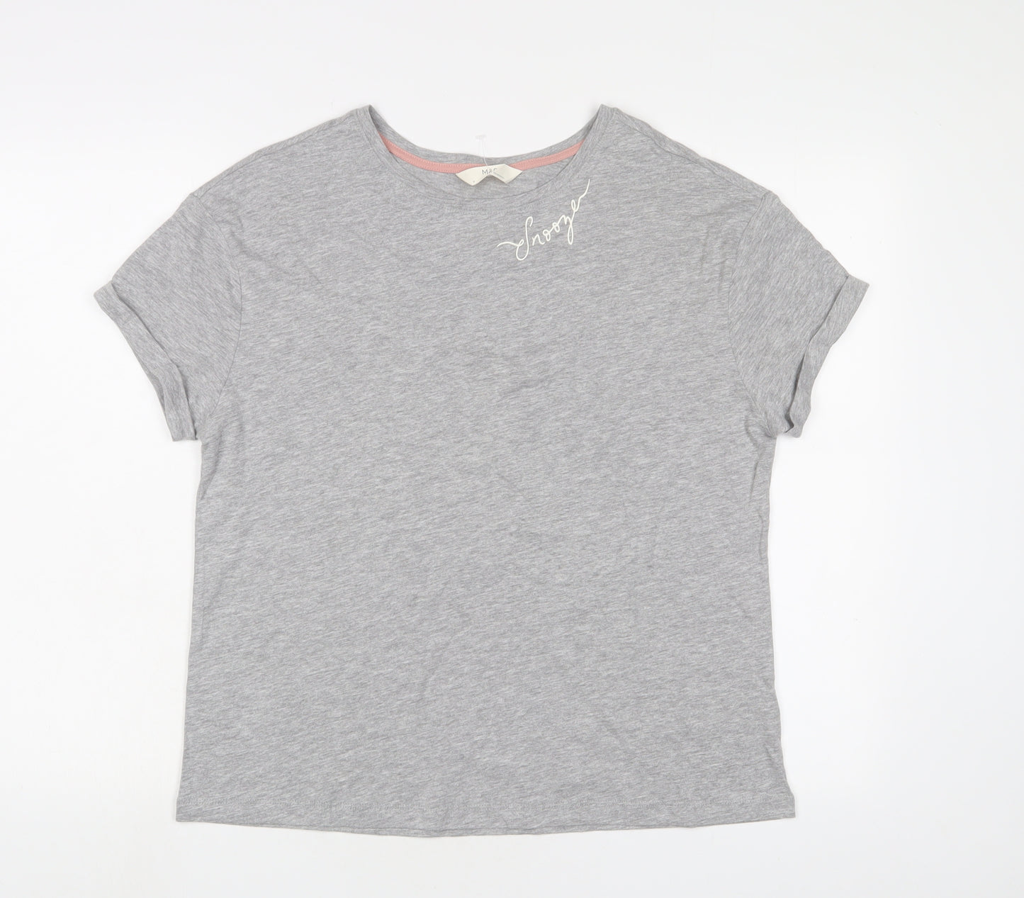 Marks and Spencer Womens Grey Solid Cotton Top Pyjama Top Size M - Snooze