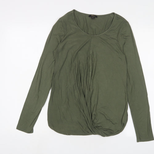 Cupio Womens Green Viscose Basic T-Shirt Size M Scoop Neck