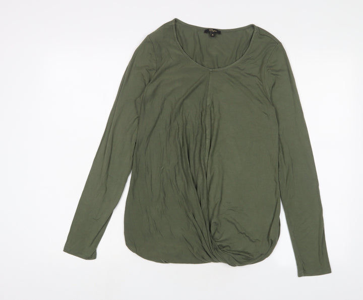 Cupio Womens Green Viscose Basic T-Shirt Size M Scoop Neck