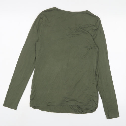 Cupio Womens Green Viscose Basic T-Shirt Size M Scoop Neck