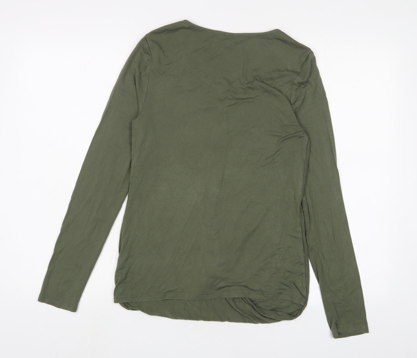 Cupio Womens Green Viscose Basic T-Shirt Size M Scoop Neck