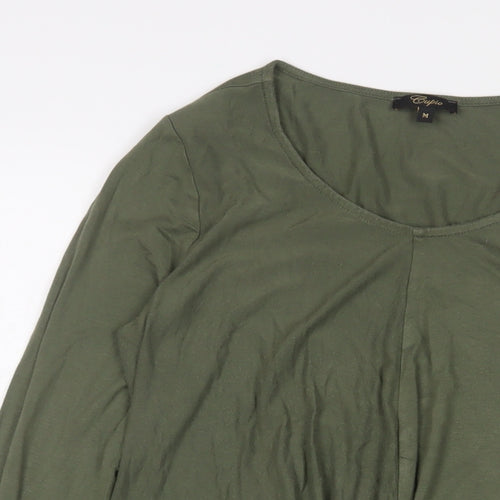 Cupio Womens Green Viscose Basic T-Shirt Size M Scoop Neck