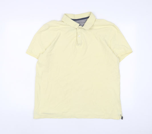 Marks and Spencer Mens Yellow Cotton Polo Size L Collared Button