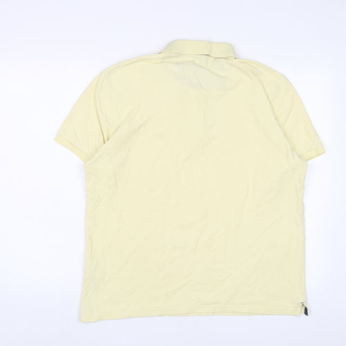 Marks and Spencer Mens Yellow Cotton Polo Size L Collared Button