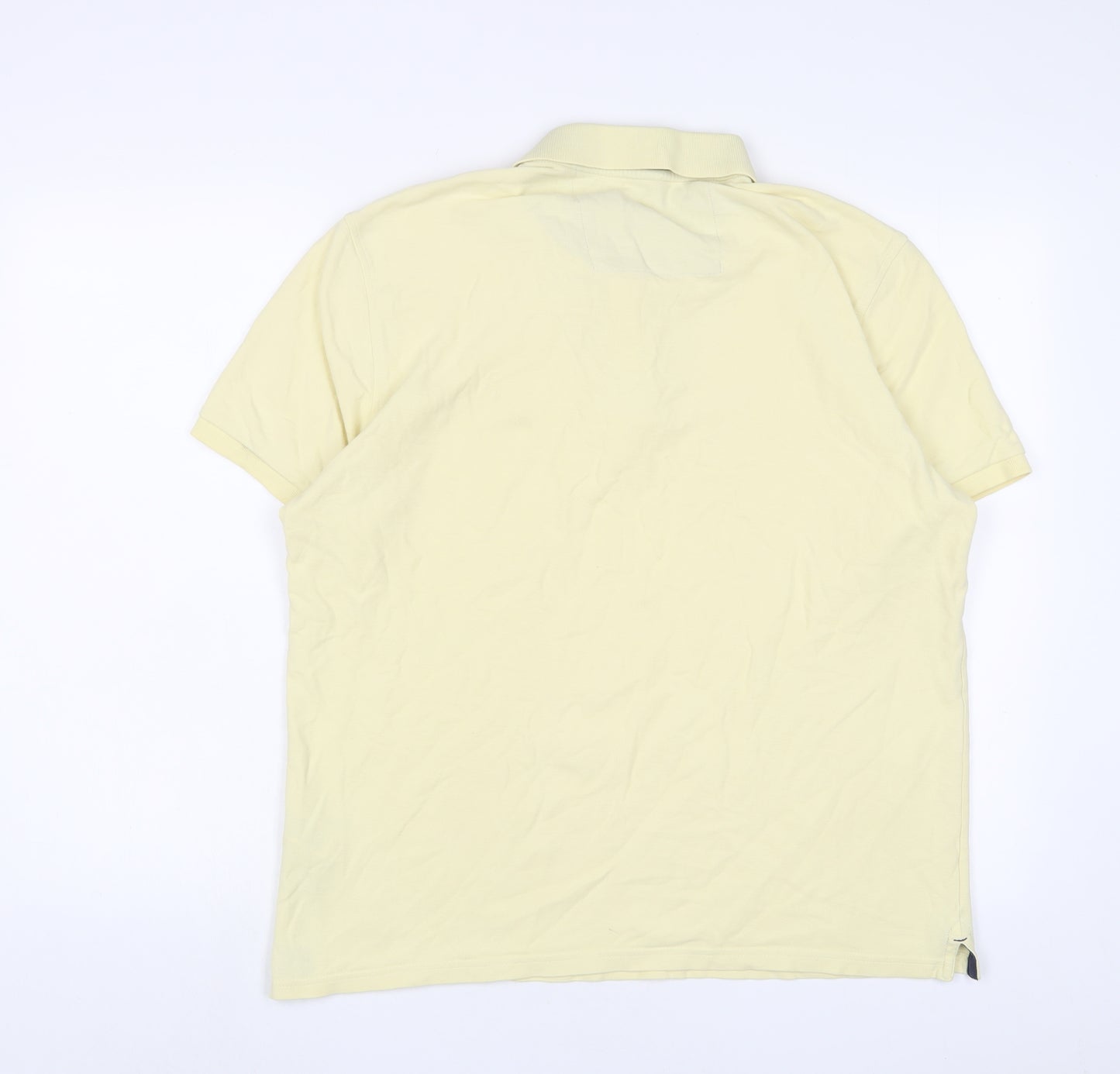 Marks and Spencer Mens Yellow Cotton Polo Size L Collared Button