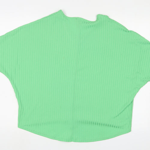 New Look Womens Green Polyester Basic T-Shirt Size S V-Neck