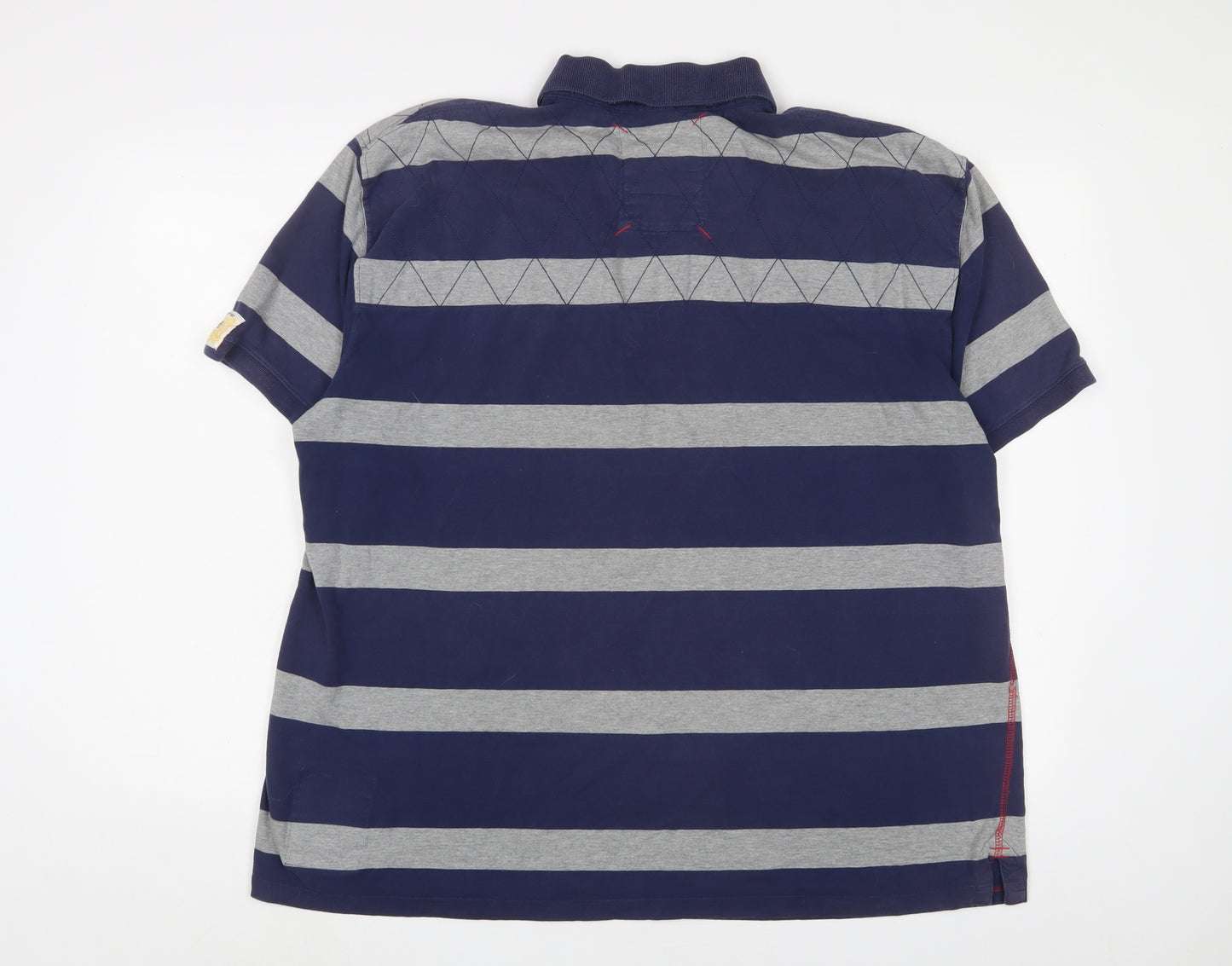 NEXT Mens Blue Striped Cotton Polo Size 2XL Collared Button - Embroidered