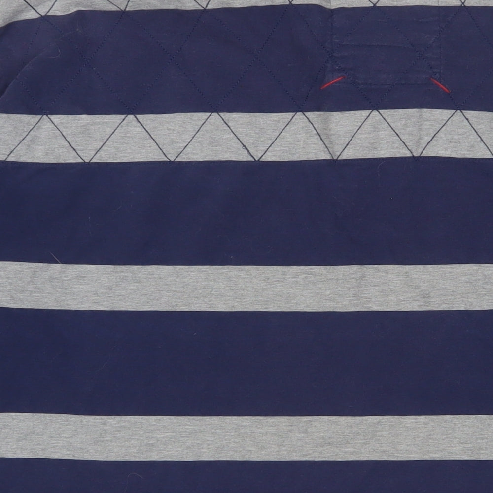 NEXT Mens Blue Striped Cotton Polo Size 2XL Collared Button - Embroidered