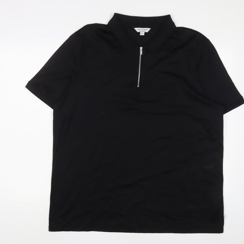 Autograph Mens Black Cotton Polo Size 2XL Collared Zip