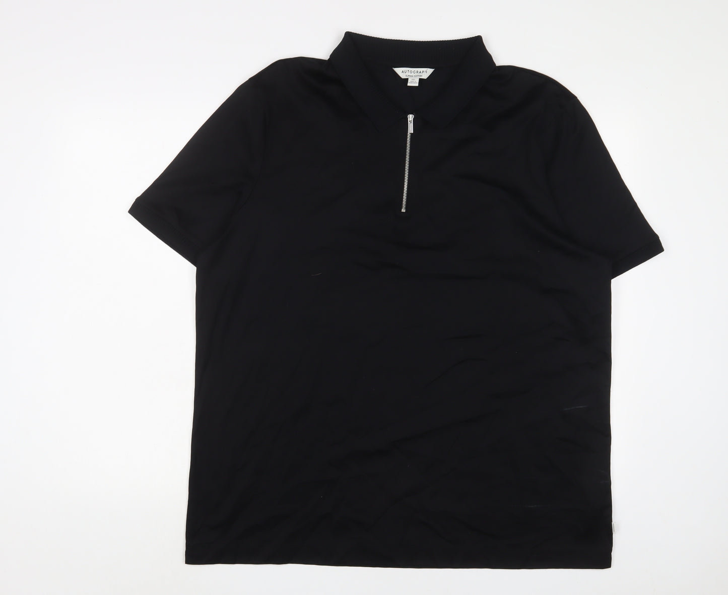 Autograph Mens Black Cotton Polo Size 2XL Collared Zip