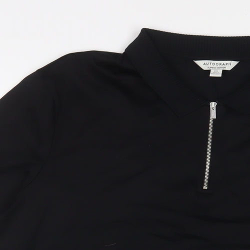 Autograph Mens Black Cotton Polo Size 2XL Collared Zip