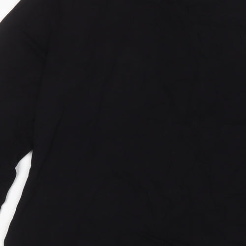 Oasis Womens Black Viscose Basic T-Shirt Size L Boat Neck