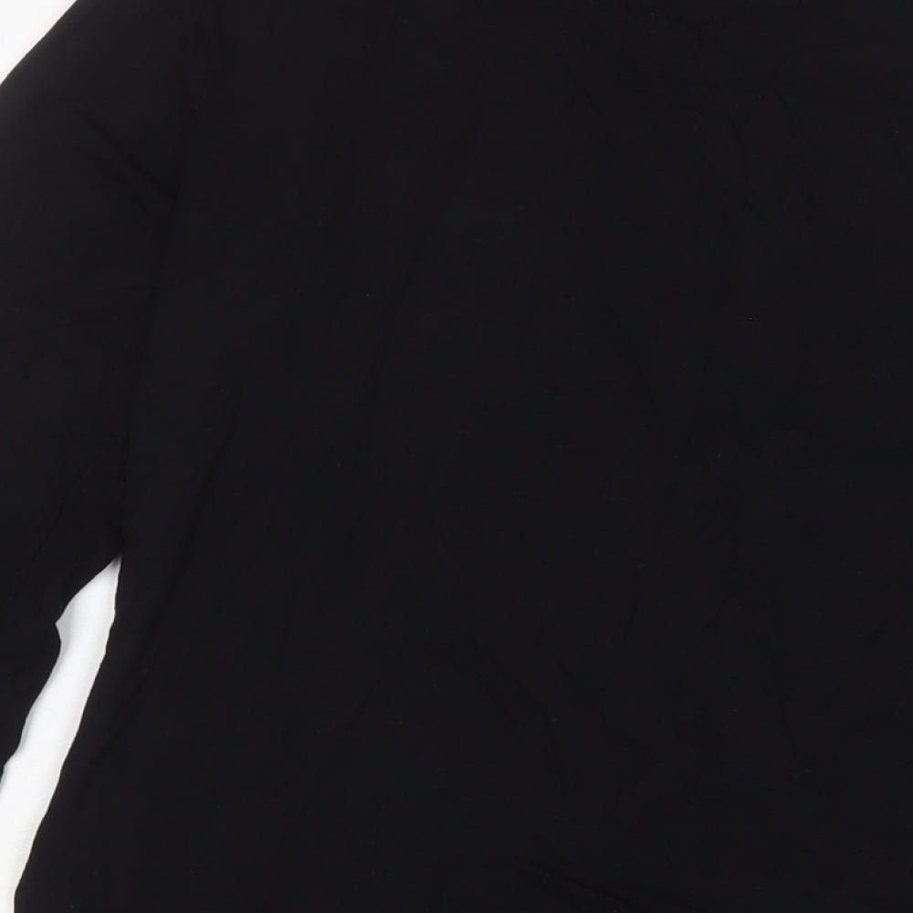 Oasis Womens Black Viscose Basic T-Shirt Size L Boat Neck