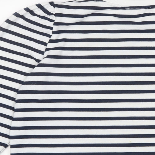 Savida Womens White Striped Cotton Pullover Sweatshirt Size L Pullover