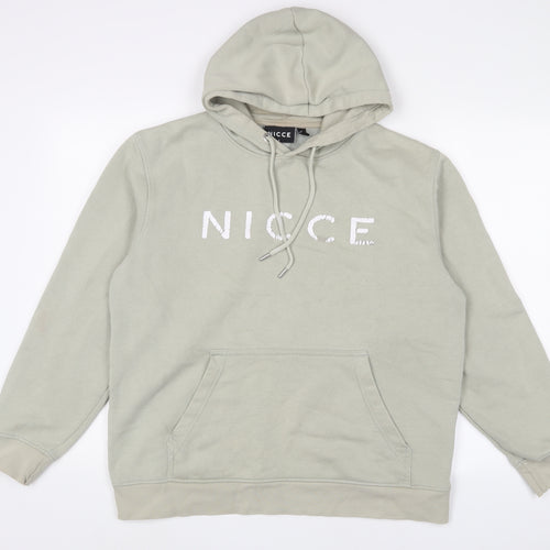 NICCE Mens Green Cotton Pullover Hoodie Size L - Logo