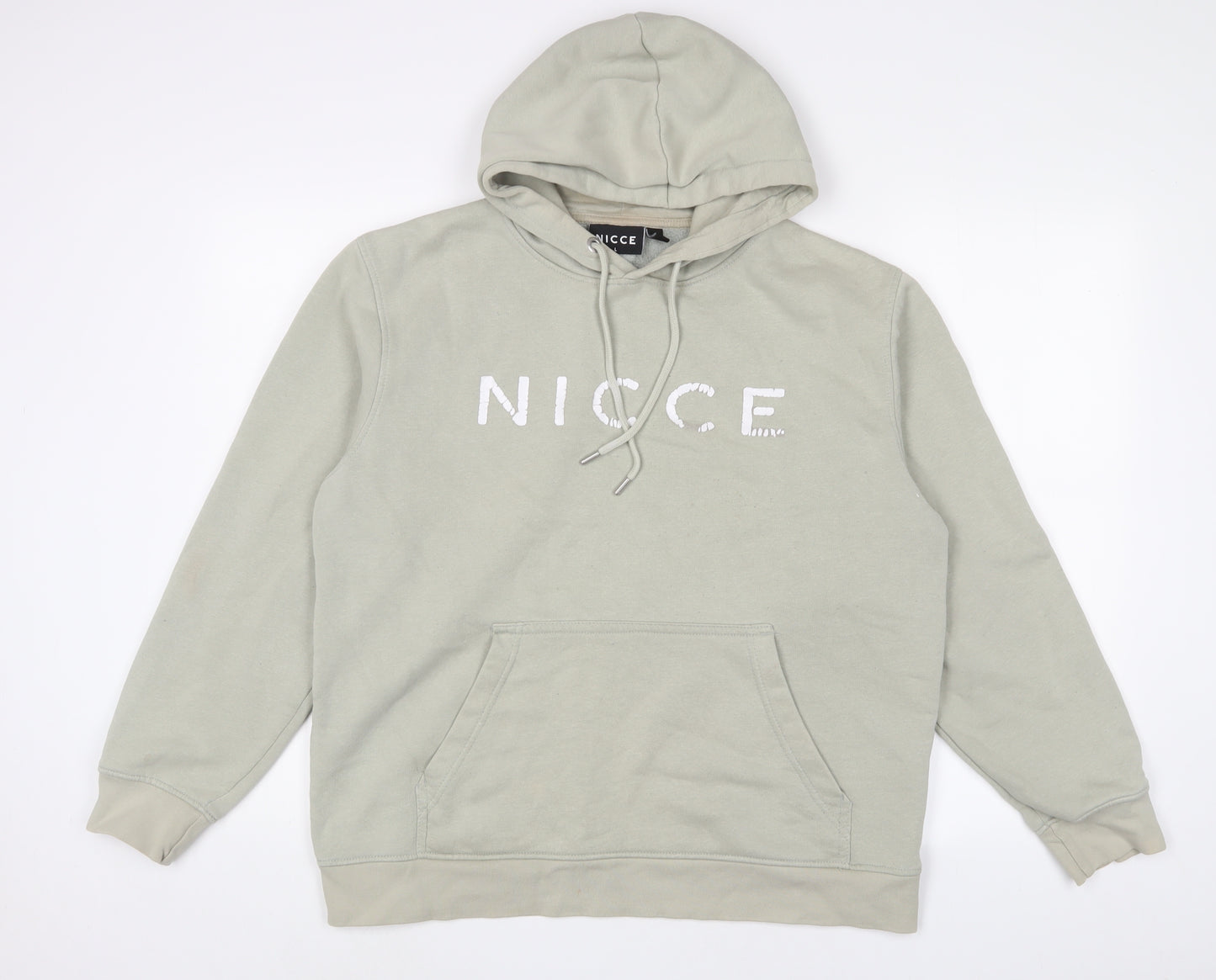 NICCE Mens Green Cotton Pullover Hoodie Size L - Logo