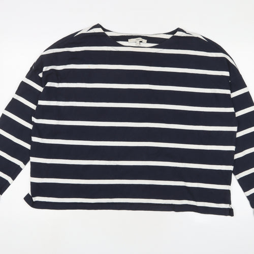 NEXT Womens Blue Striped Cotton Basic T-Shirt Size 18 Boat Neck