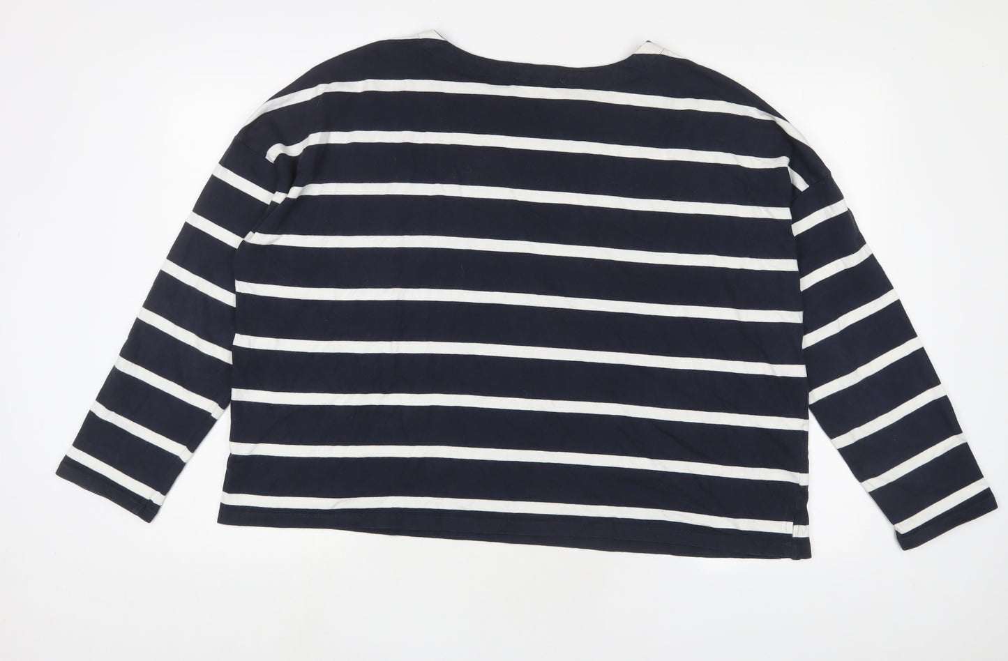 NEXT Womens Blue Striped Cotton Basic T-Shirt Size 18 Boat Neck