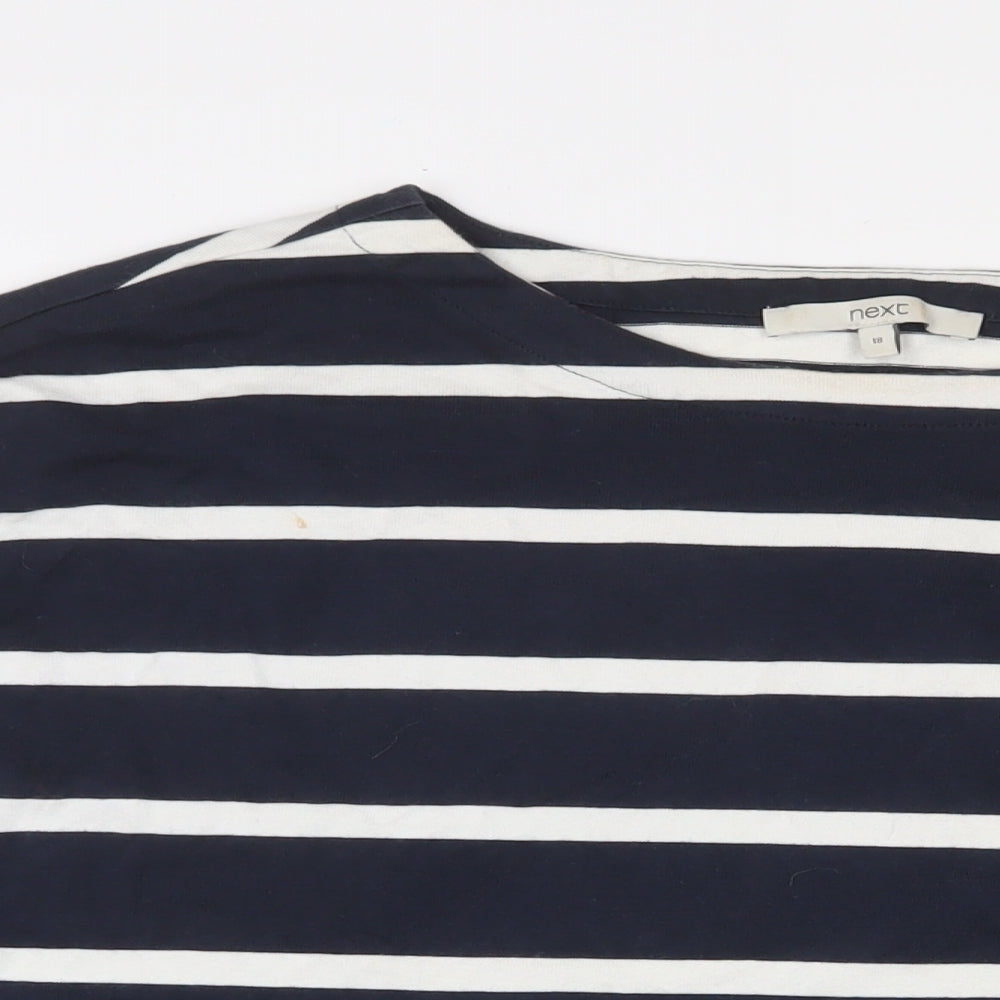 NEXT Womens Blue Striped Cotton Basic T-Shirt Size 18 Boat Neck