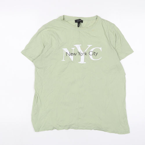 New Look Womens Green Cotton Basic T-Shirt Size 14 Crew Neck - New York City