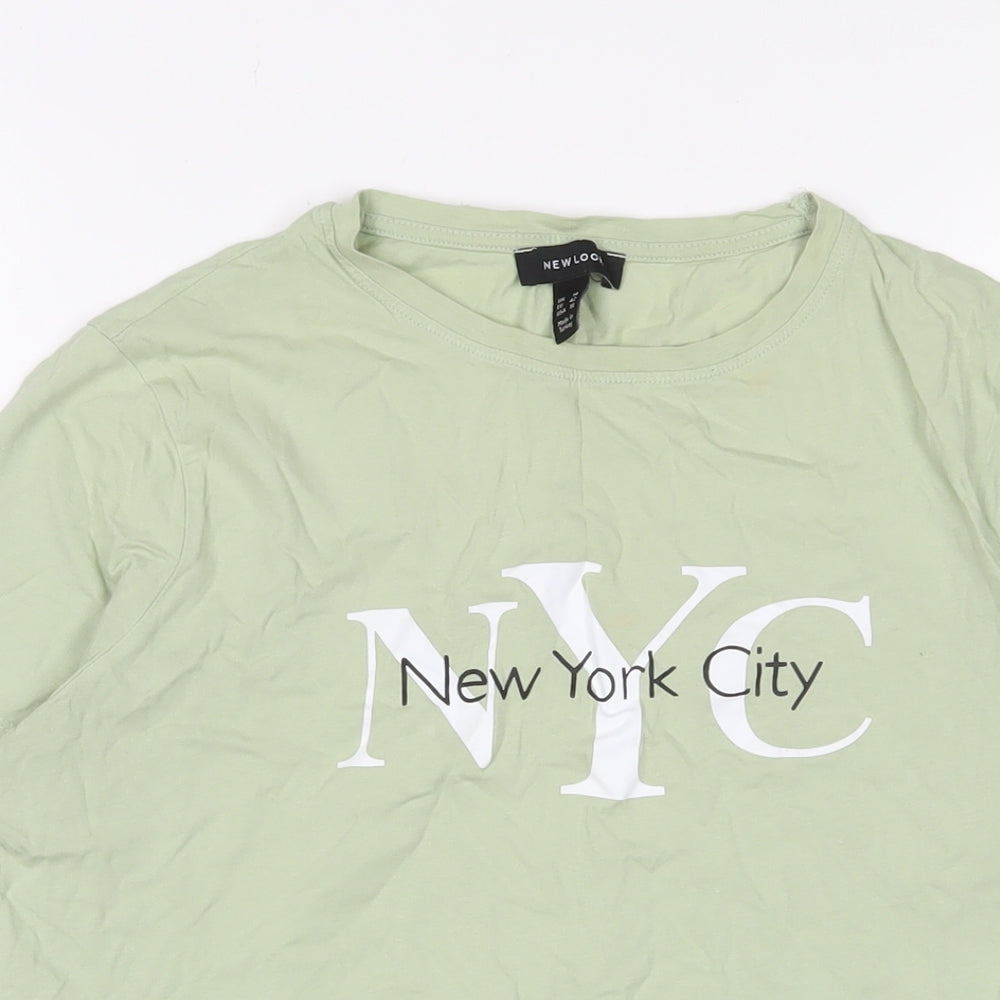 New Look Womens Green Cotton Basic T-Shirt Size 14 Crew Neck - New York City