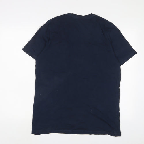 Very Mens Blue Cotton T-Shirt Size L Crew Neck