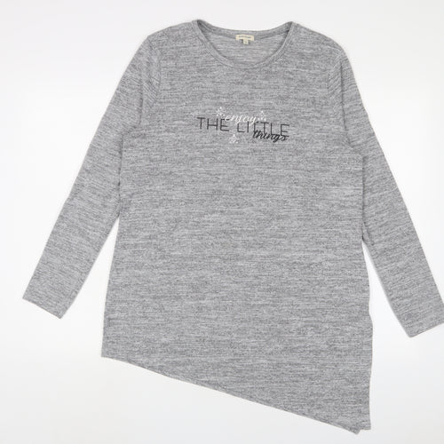 River Island Womens Grey Polyester Basic T-Shirt Size 12 Crew Neck
