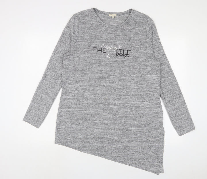 River Island Womens Grey Polyester Basic T-Shirt Size 12 Crew Neck