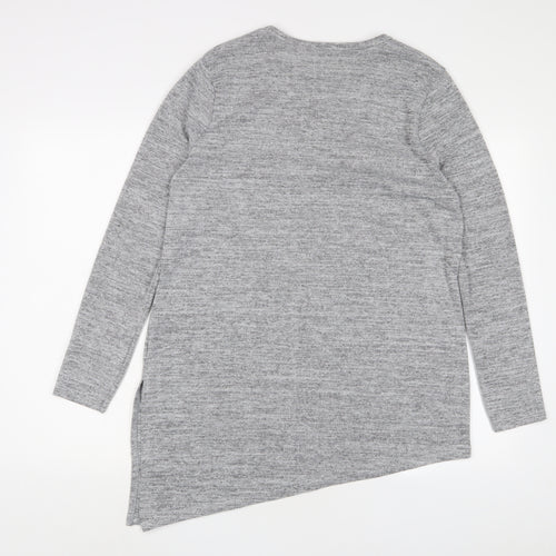 River Island Womens Grey Polyester Basic T-Shirt Size 12 Crew Neck