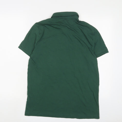 H&M Mens Green Cotton Polo Size M Collared Button