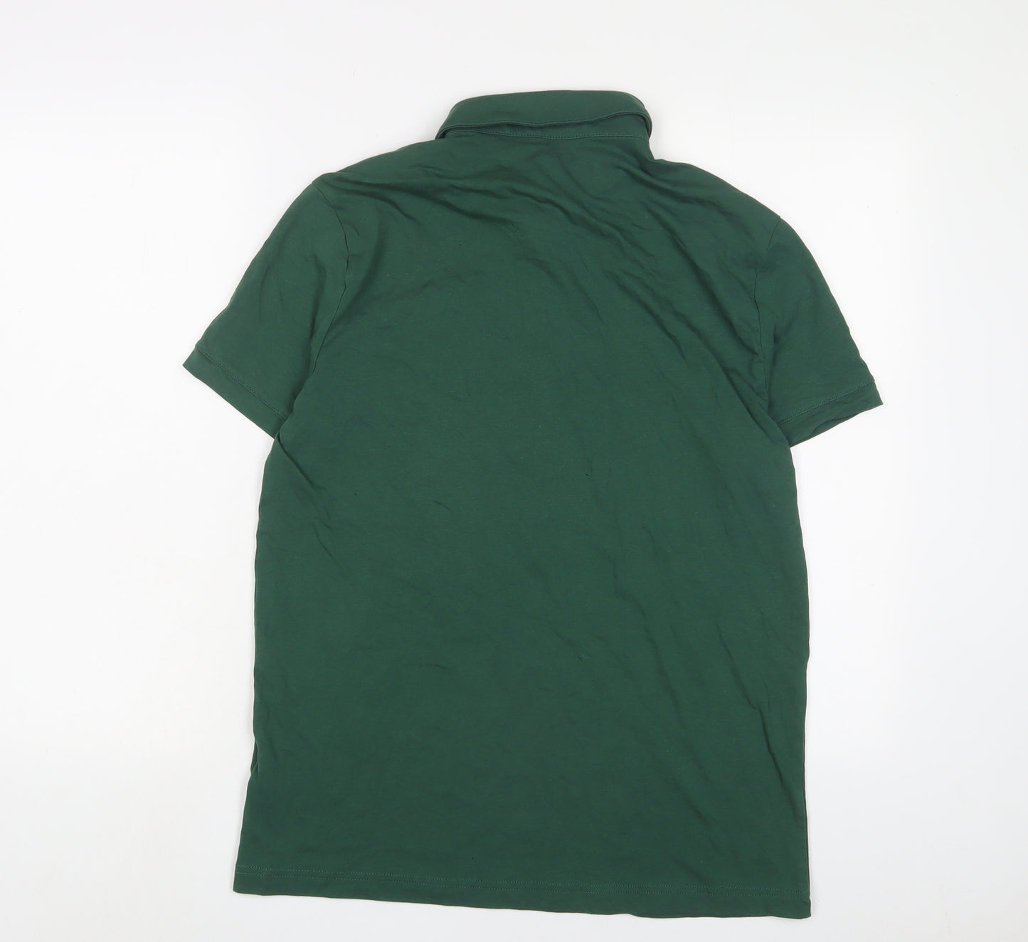 H&M Mens Green Cotton Polo Size M Collared Button