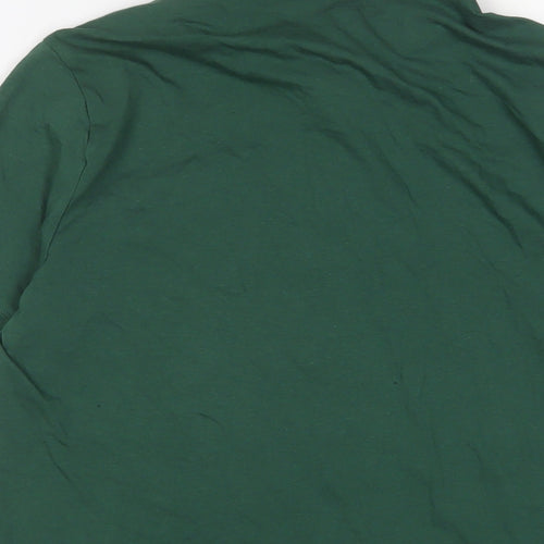 H&M Mens Green Cotton Polo Size M Collared Button