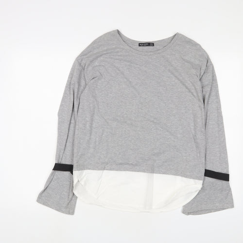 Bershka Womens Grey Polyester Pullover Sweatshirt Size S Pullover