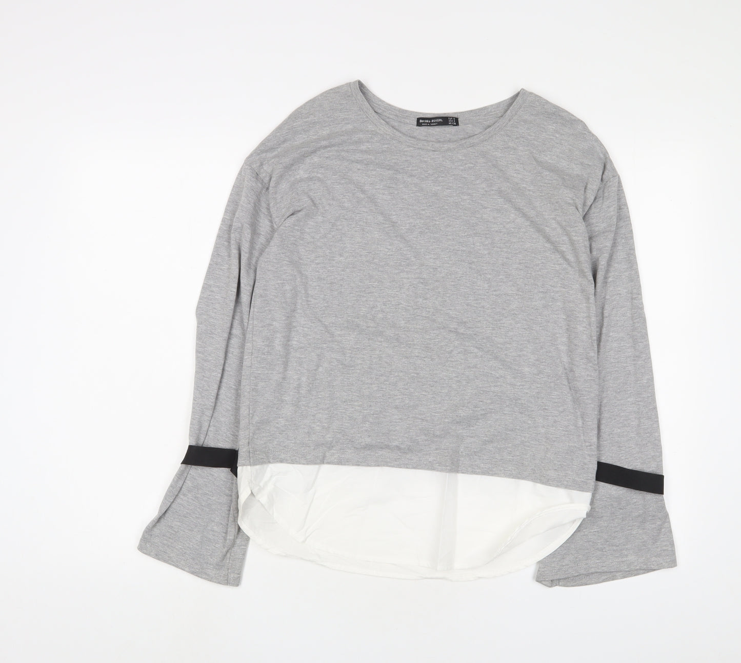 Bershka Womens Grey Polyester Pullover Sweatshirt Size S Pullover