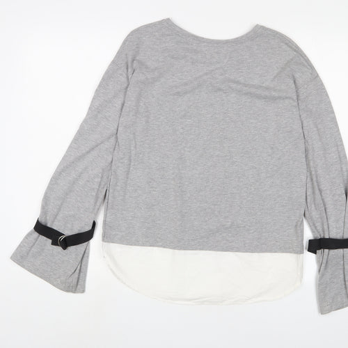 Bershka Womens Grey Polyester Pullover Sweatshirt Size S Pullover