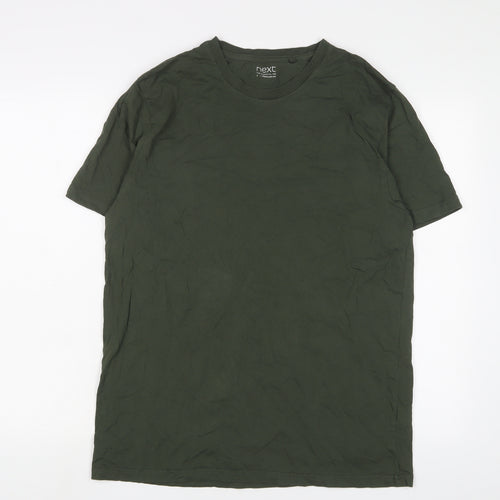 NEXT Mens Green Cotton T-Shirt Size L Crew Neck