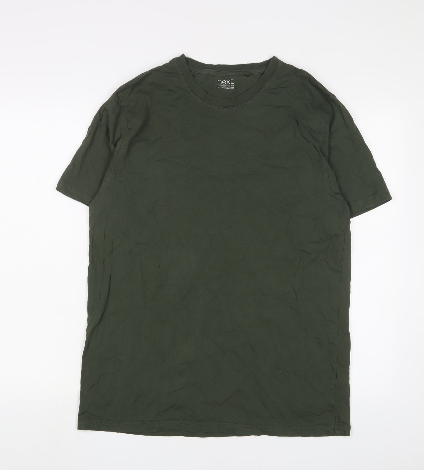 NEXT Mens Green Cotton T-Shirt Size L Crew Neck