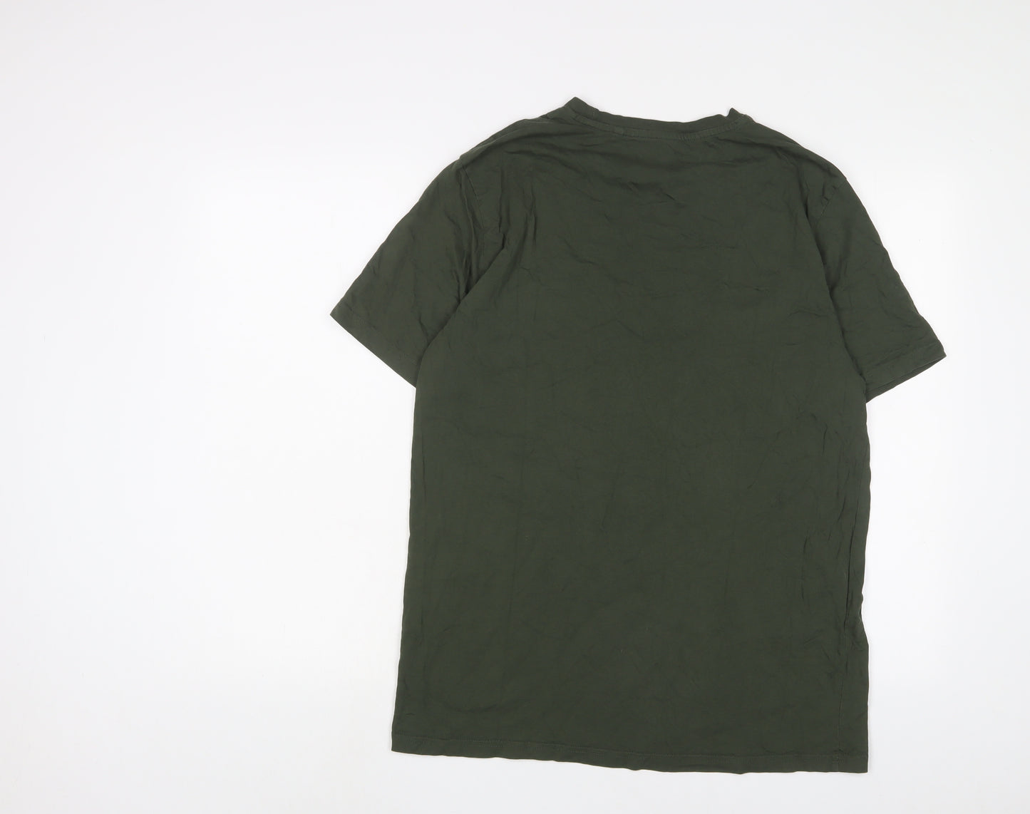 NEXT Mens Green Cotton T-Shirt Size L Crew Neck