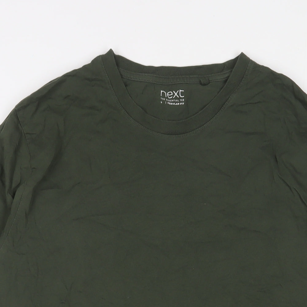 NEXT Mens Green Cotton T-Shirt Size L Crew Neck