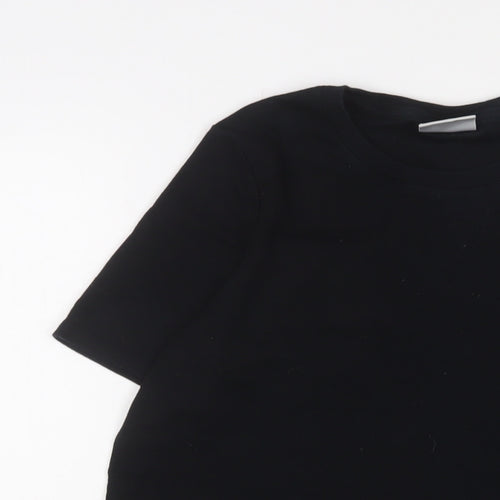 NEXT Womens Black Cotton Basic T-Shirt Size 10 Crew Neck